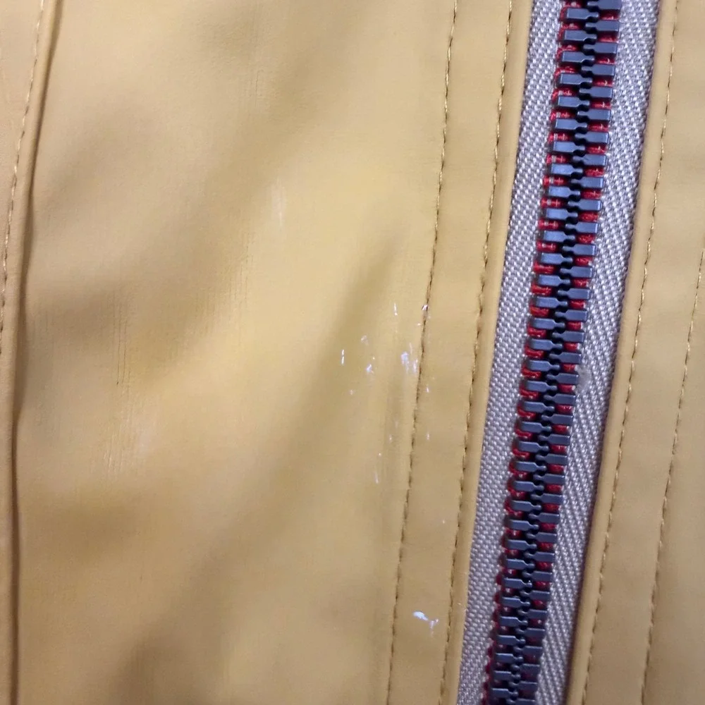 Weatherproof Vintage Yellow Hooded Rain Jacket Mens Medium Full Zip Windbreaker